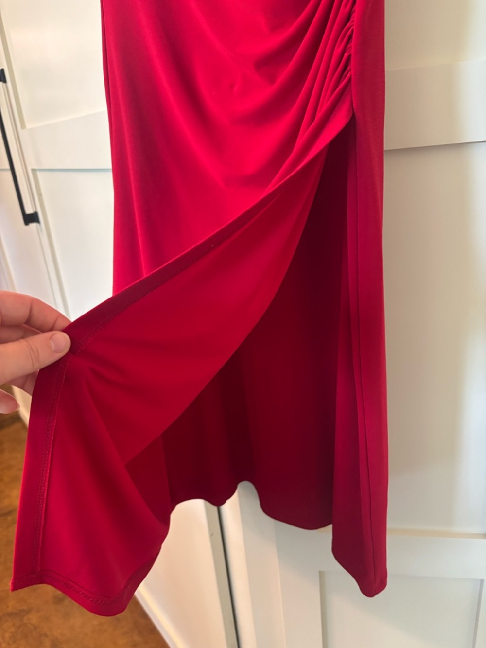 Lauren Ralph Lauren Midi Ruched Waist Surplice Dress Red Size 4 - Picture 5 of 5